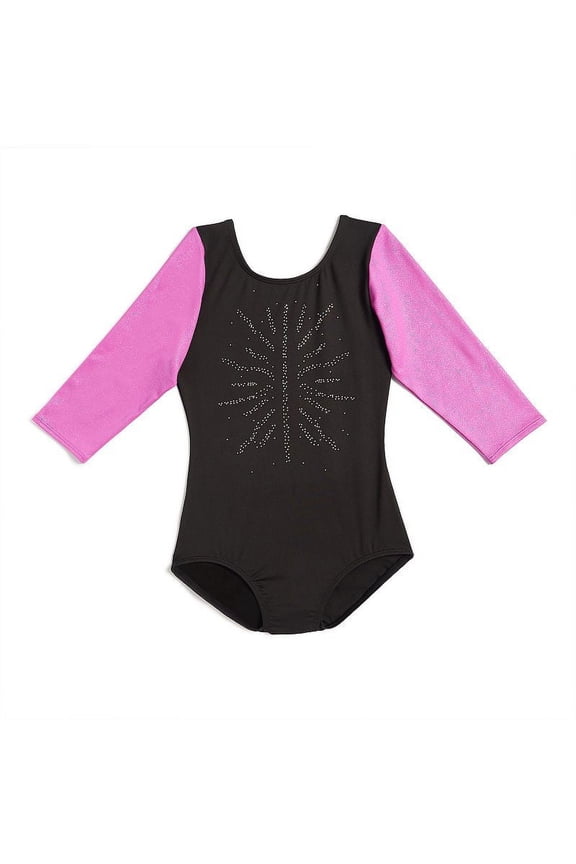 Girls 4-12 Jacques Moret Gymnastics Sweet Flowers 3/4-Sleeves Leotard, Girl's, Size: XS, Brown Over