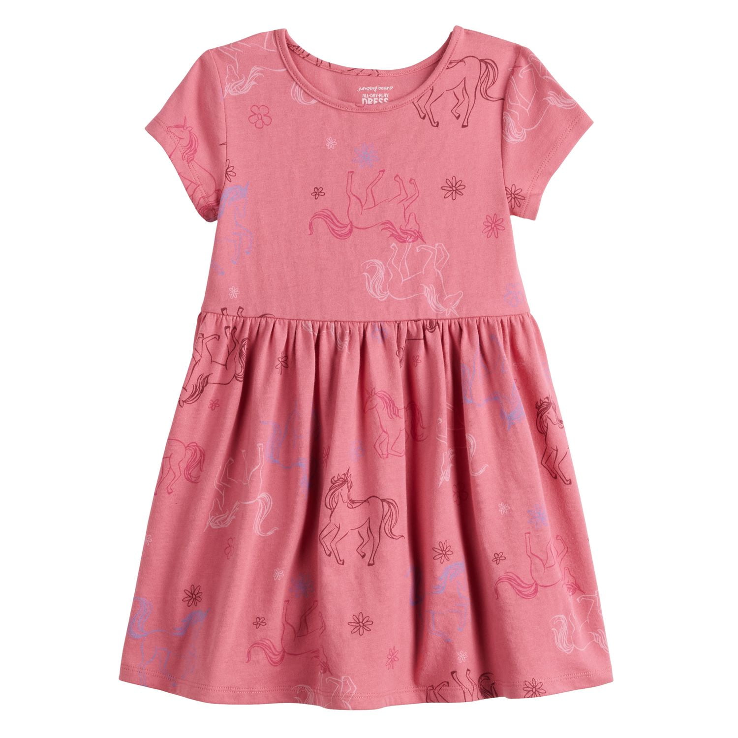 Girls 4 12 Jumping Beans Printed Short Sleeve Skater Dress Color Magical Unicorn Size 4 Walmart