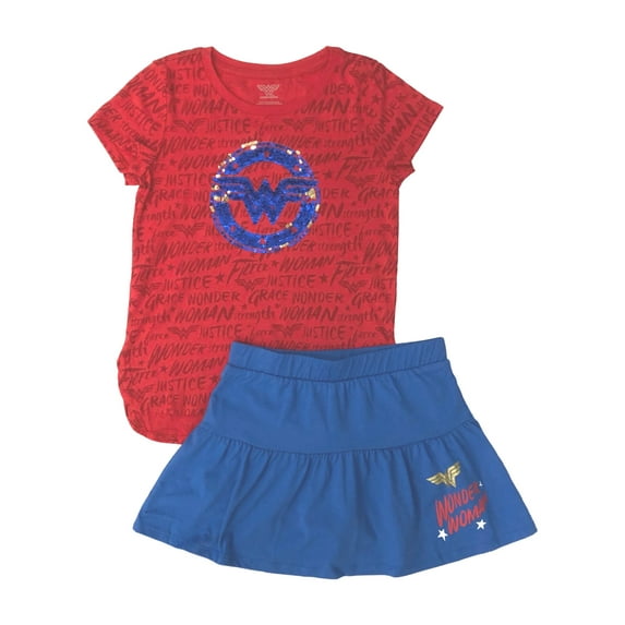 Girls 4-16 Wonder Woman Graphic Top and Logo Scooter, 2-Piece Outfit Set