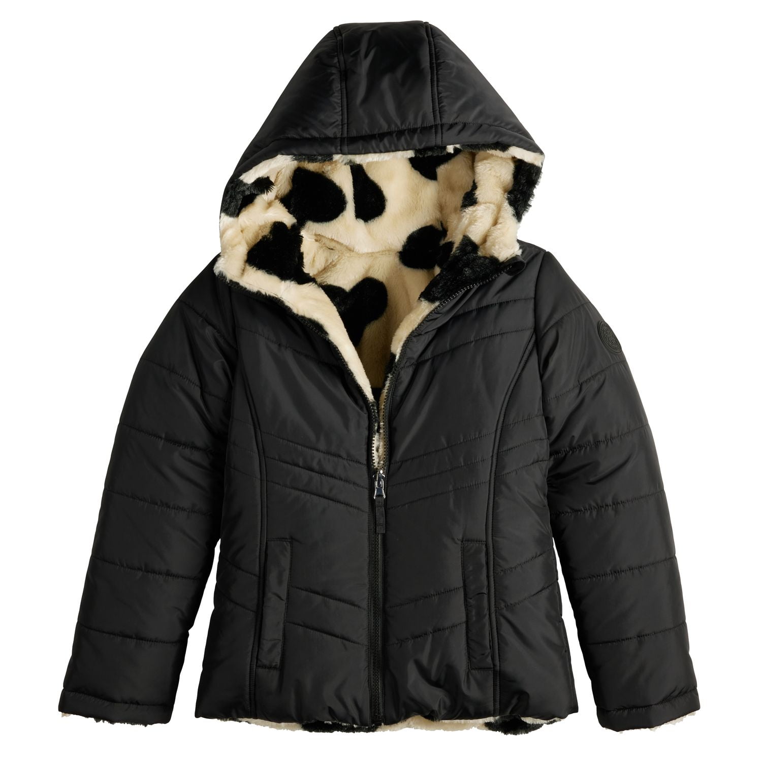 Girls 4 18 madden girl Reversible Puffer Jacket Color Black Heart Size 7 8 Walmart