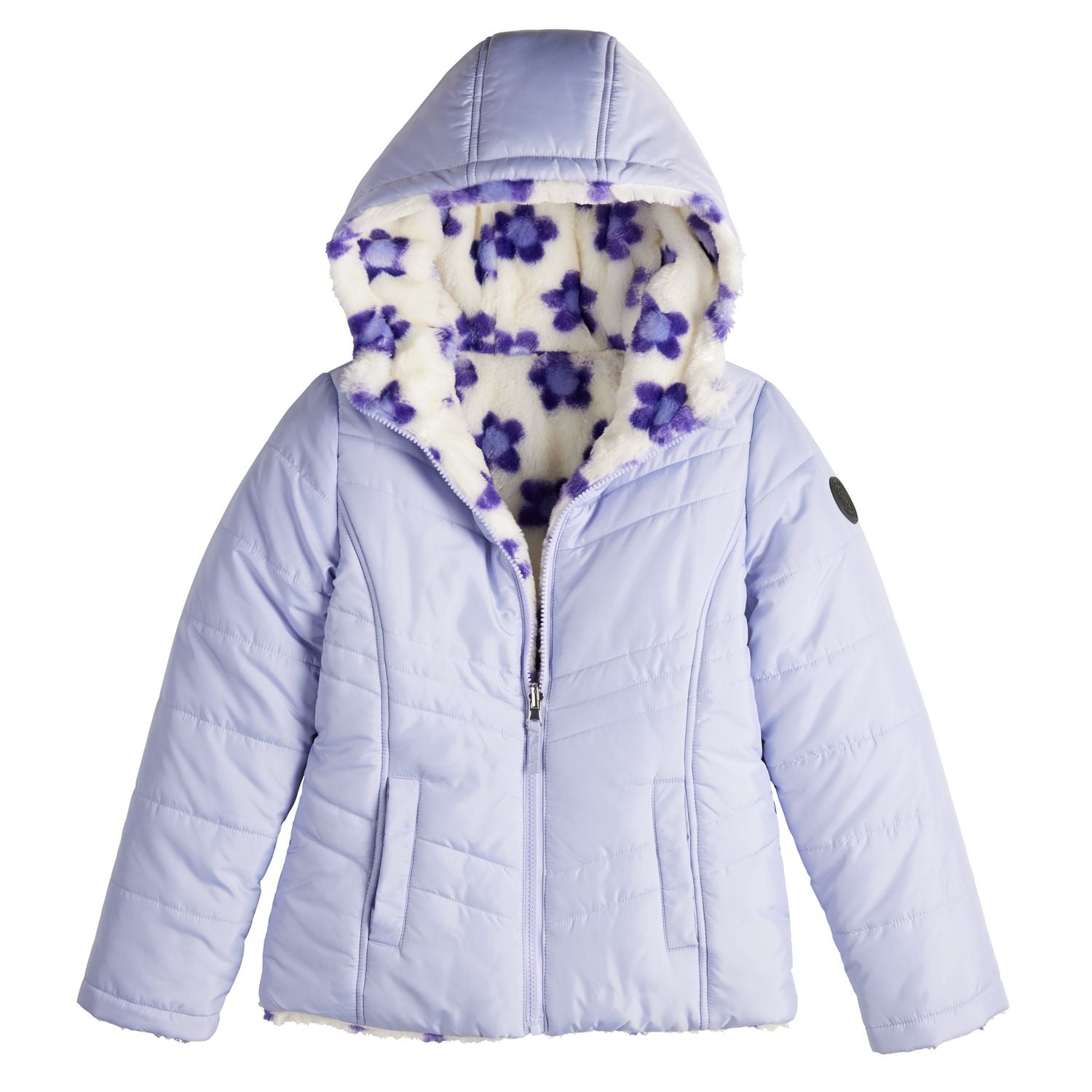 【MADDEN】FUNNY REVERSIBLE JACKET Girls 4-18 madden girl Reversible Puffer Jacket Color: Black
