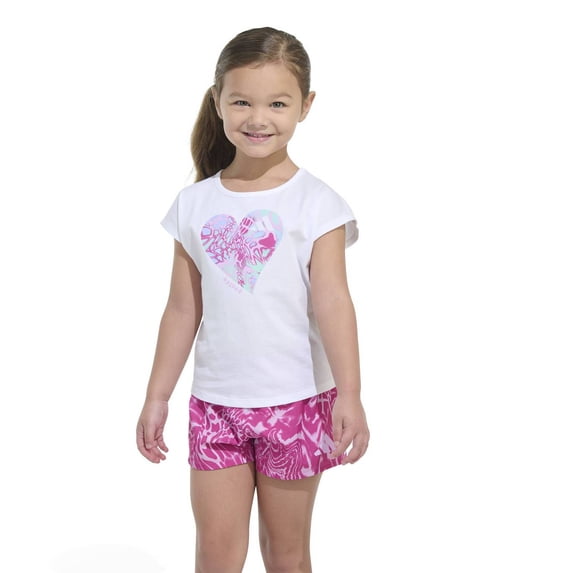 Girls 4-6 adidas Tie Dye Heart Tee and All Over Print Shorts Set Color: White Size: 5