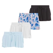 Girls 4 Pack Butterfly Shorts Lightweight Flowing Athletic Shorts with Elastic Waist Drawstring Sizes 4-16