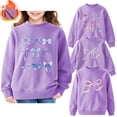 thumbnail image 1 of DOZINSIX Girls 4-Pack Crewneck Sweatshirts 2-13Y Bow Print Fall Winter Fleece Lined Warm Cotton Pullover Tops, 1 of 9