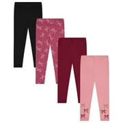 BTWEEN Girls 4 Pack Fleece Lined Leggings Whimsical Wonderland of Styles in Sizes 4-16! Unicorns, Flowers Hearts Galore!