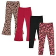 thumbnail image 1 of Girls' 4-Pack Rib ITY/Brushed ITY Leggings - Soft, Stretchy, and Comfortable Pants - Ceris, Size 10, 1 of 5