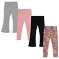 thumbnail image 1 of Girls' 4-Pack Rib ITY/Brushed ITY Leggings - Soft, Stretchy, and Comfortable Pants - Rose, Size 6, 1 of 5