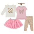 thumbnail image 1 of Girls' 4-Piece Outfit Set - Stylish, Fun, and Versatile - Includes Tops, Skirt, and Leggings, 1 of 5