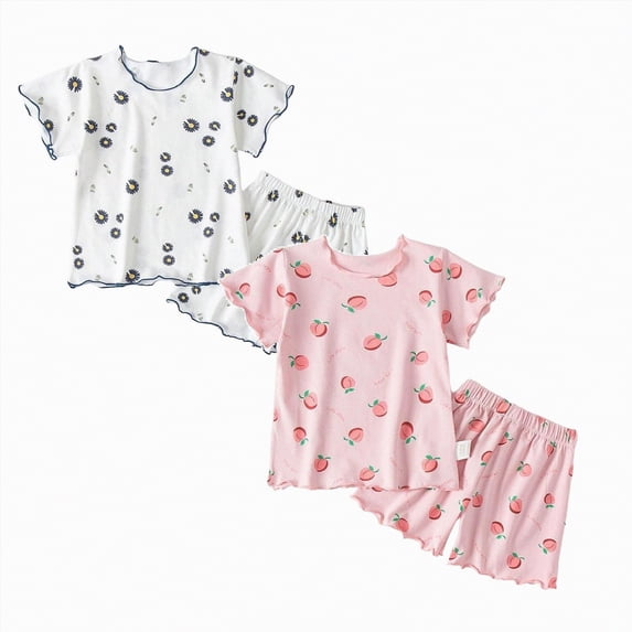 Girls 4 Piece Outfits Size 6-7 Summer 4Pcs Outfits Set – Toddler Girls Flower Short Sleeve T-Shirt and Pants Gift Set Summer 4Pcs Gift Outfits Set 4Pcs Summer Beach Outfits