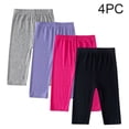 thumbnail image 1 of Girls 4PC Cropped Pants Summer Thin Children's Girl Solid Elastic Waist Leggings Pants, 1 of 8