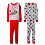 Girls 4pc Shopkins Santas Faves Christmas Holiday Pajamas Cotton Sleep Set 6