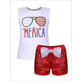 thumbnail image 1 of Girls 4th of July "'Merica" Printed Top & Sequin Bow Shorts, Size: XXL-7Y, 1 of 8