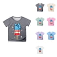 thumbnail image 1 of Girls' 4th of July Short Sleeve T-Shirt with American Flag Print, Comfortable Cotton Round Neck Tee for Everyday Wear & Party Outfits (2-12 Years), 1 of 4