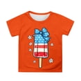thumbnail image 1 of Girls' 4th of July Short Sleeve T-Shirt with American Flag Print, Comfortable Cotton Round Neck Tee for Everyday Wear & Party Outfits (2-12 Years), 1 of 4