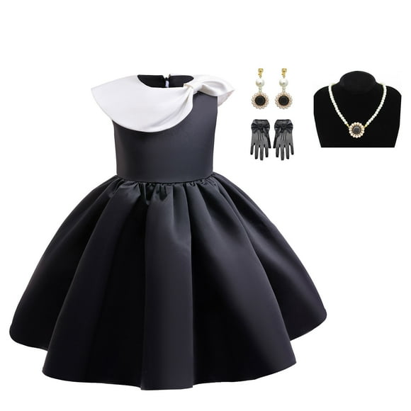 Girls 50s Audrey Costume with Accessories Dress Halloween Retro Wedding Princess Dress for 4-5 Year