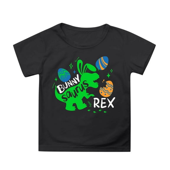 Girls 5t Shirts Happy Easter Short Sleeve T-Shirt Fashion Easter Printed Children's Shirts,Black,4-5 Years