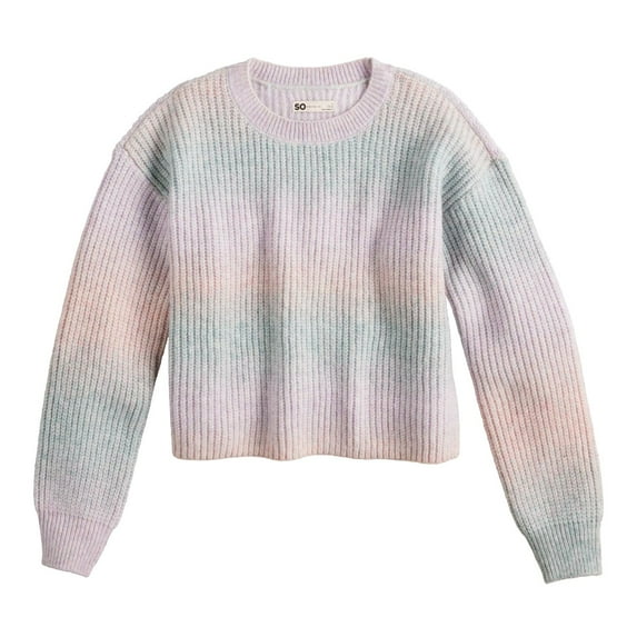 Girls 6-20 SO® Boxy Crewneck Sweater in Regular & Plus Size Color: Sorbet Ombre Size: 16 PLUS