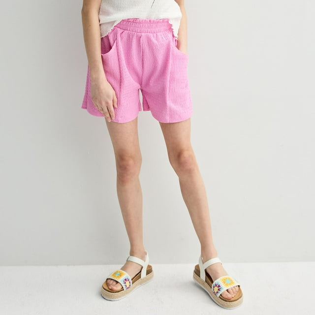 Girls 6-20 SO® Pull-On Texture Knit Shorts in Regular & Plus Size Color: Melrose Pink Size: M (8)