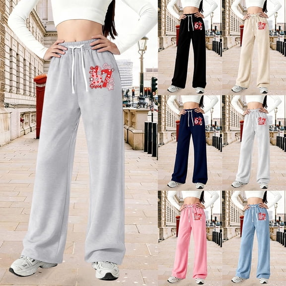 Girls 6 7 Six Seven Sweatpants Drawstring High Waist Wide Leg Sweat Pants Baggy Causal Kids High Waisted Sky Blue 10 Y-11 Y