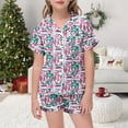 thumbnail image 1 of Girls 67 Print Pajama Short Sleeve Top Shorts Soft Loungewear Casual Comfortable Nightwear Kids 2 Piece Outfits White 6-7 Y, 1 of 4