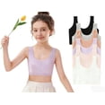 thumbnail image 1 of Girls 6PCS Seamless Training Bras, Cotton Stretch Cami Crop Bralettes, Striped Sports Vest Soft Breathable Youth Bra for Daily Wear, 1 of 5