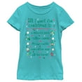 thumbnail image 1 of Girl's Lost Gods Christmas I want All the Things  Graphic Tee Tahiti Blue X Large, 1 of 3