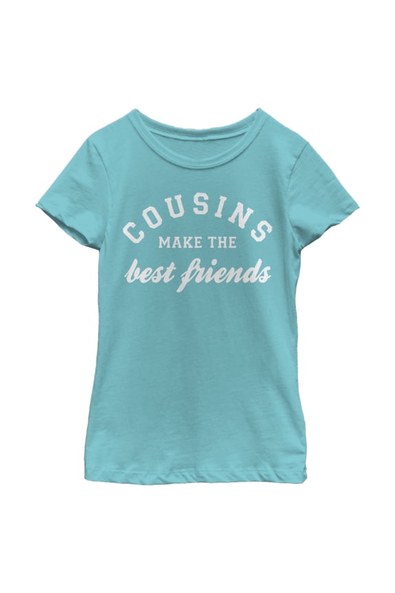 Girl's Lost Gods Cousins Make the Best Friends  Graphic Tee Tahiti Blue Small