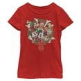 thumbnail image 1 of Girls Mickey & Friends Christmas Distressed Group Wreath T Shirt, 1 of 5