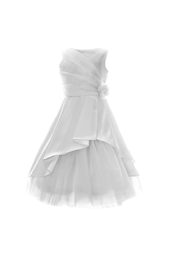 Girls' 7-16 Embellished Asymetrical Communion Dress
