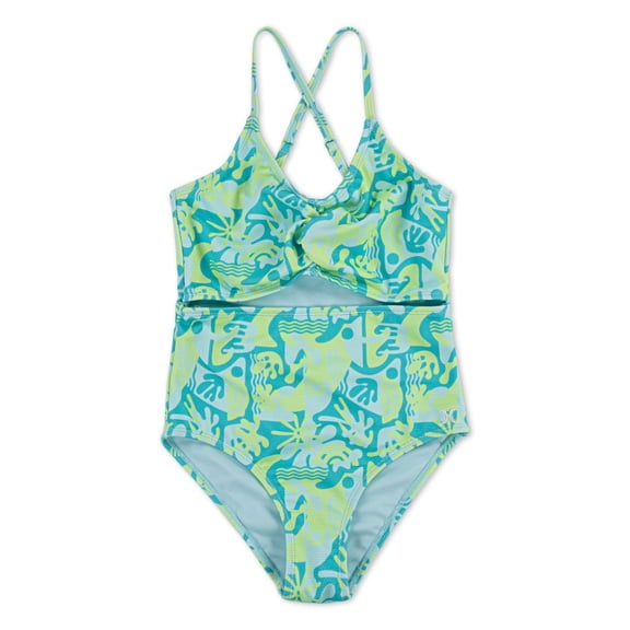 Girls 7-16 Hurley UPF Cutout One-Piece Swimsuit Color: Turquoise Waves Size: 14