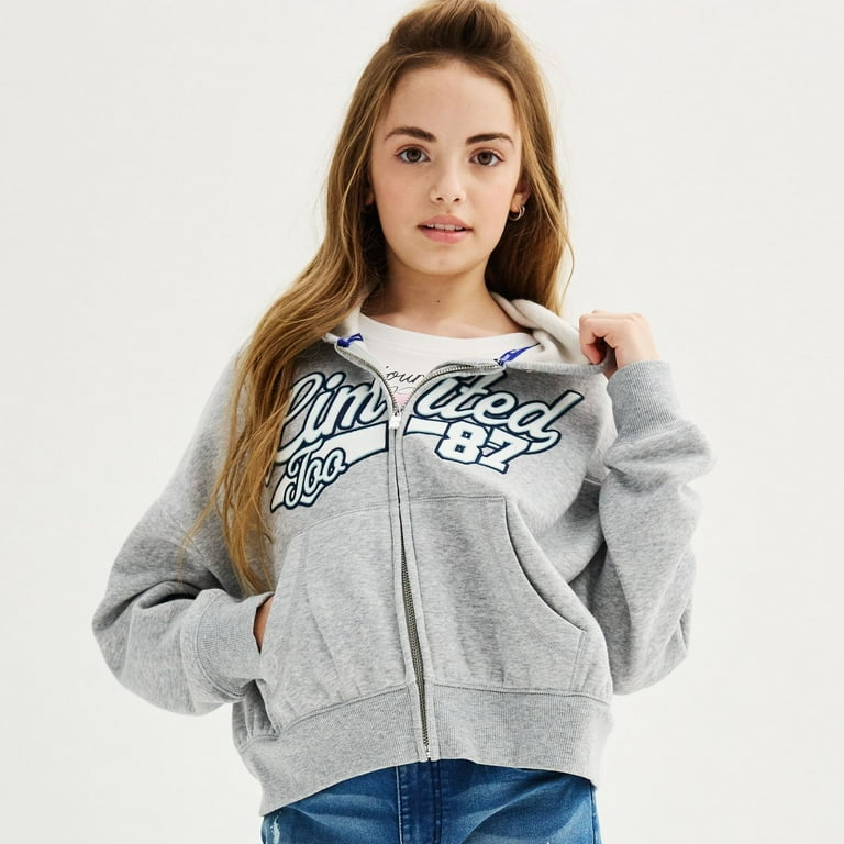 Girls 7-16 Limited Too Full Zip Hoodie Color: Gray Size: SMALL