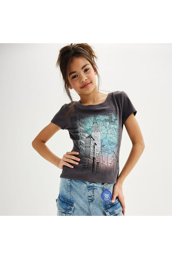 Girls 7-16 Limited Too Graphic Baby Tee Color: Washed Black Size: SMALL
