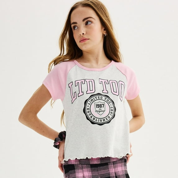 Girls 7-16 Limited Too Graphic Ringer Tee Color: Pink Size: MEDIUM