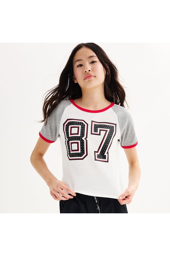 Girls 7-16 Limited Too Graphic Ringer Tee Color: White Size: LARGE