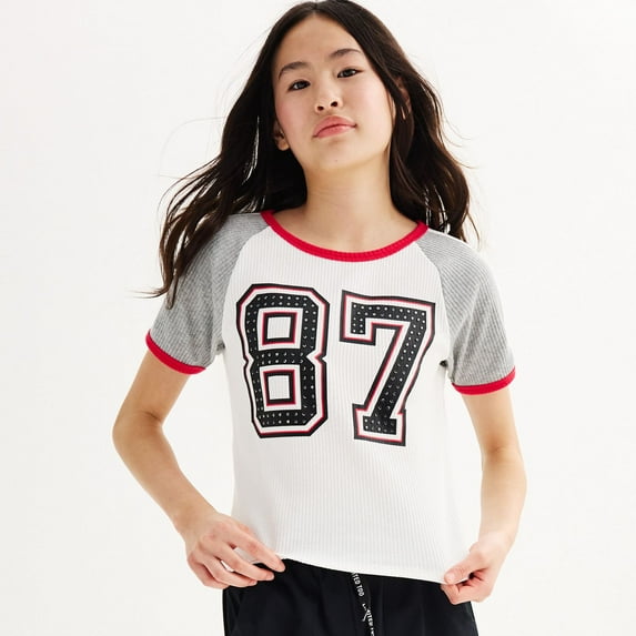 Girls 7-16 Limited Too Graphic Ringer Tee Color: White Size: MEDIUM