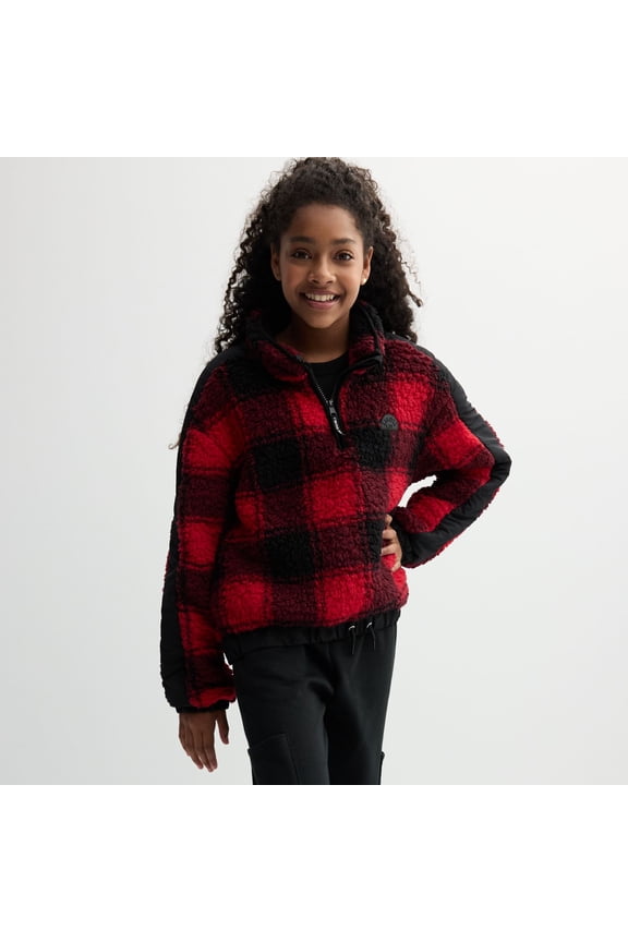Girls 7-16 Limited Too Plaid Sherpa Quarter Zip Color: Red Plaid Size: MEDIUM