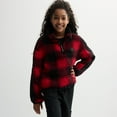 thumbnail image 1 of Girls 7-16 Limited Too Plaid Sherpa Quarter Zip Color: Red Plaid Size: X LARGE, 1 of 4