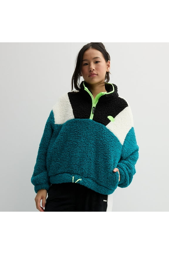 Girls 7-16 Limited Too Sherpa Quarter Zip Color: Turqoise Size: LARGE