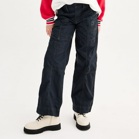 Girls 7-16 Limited Too Wide Leg Cargo Pant Color: Black Size: 10