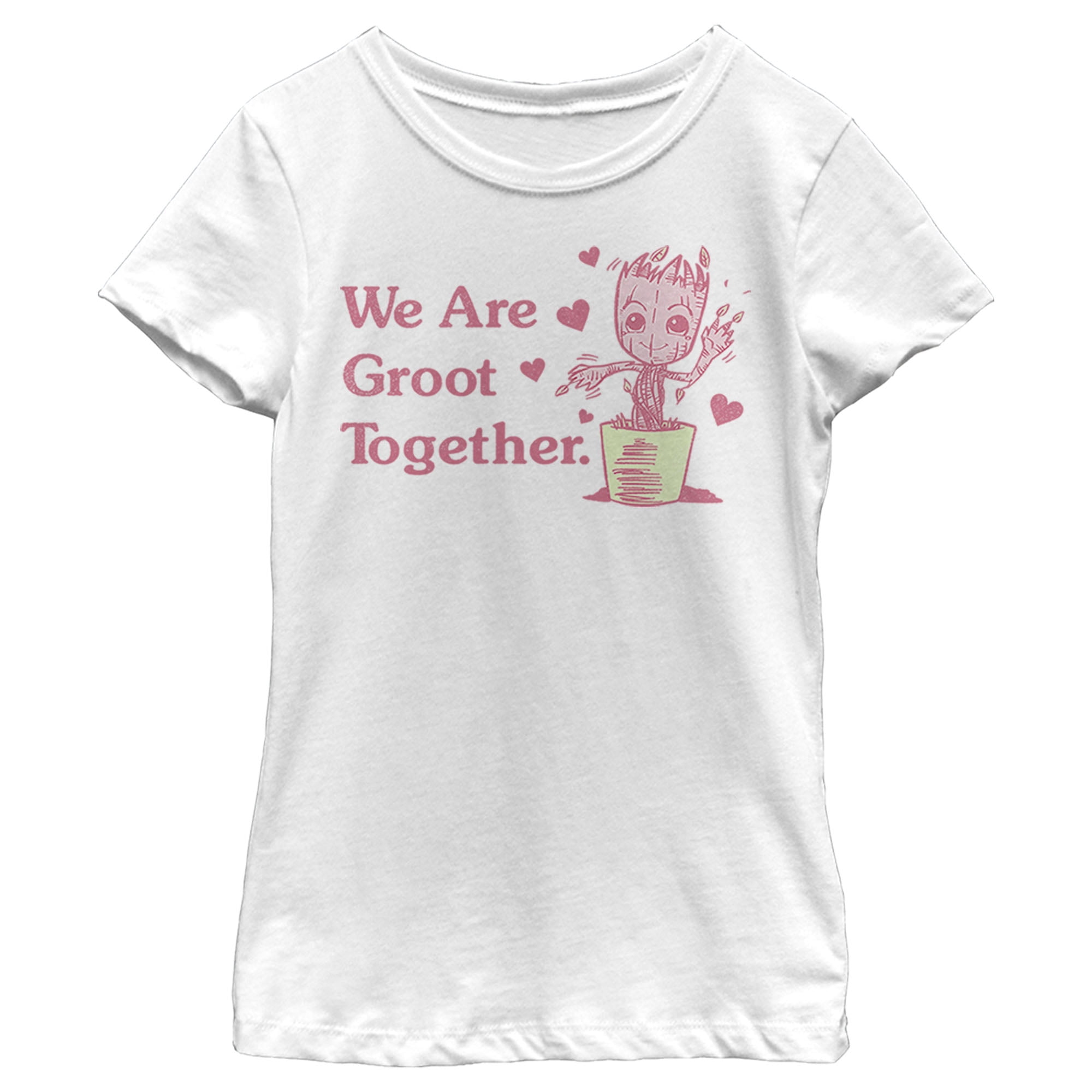 Girl's Marvel We are Groot Together Graphic Tee White Large - Walmart.com