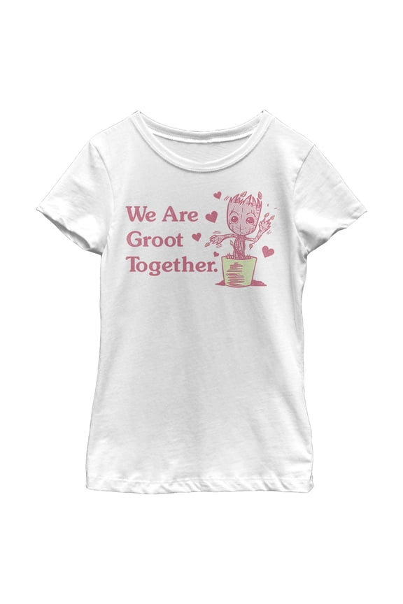 Girl's Marvel We are Groot Together Graphic Tee White Medium