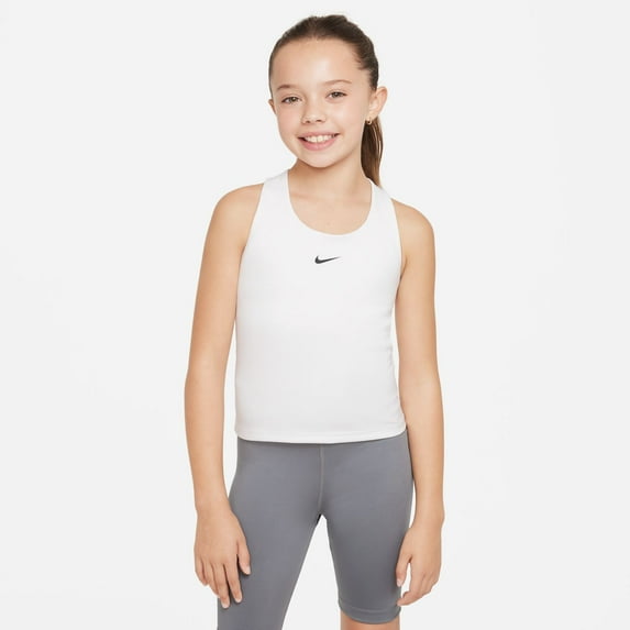 Girls 7-16 Nike Dri-FIT Swoosh Sports Bra Tank Top Color: White Black Size: LARGE