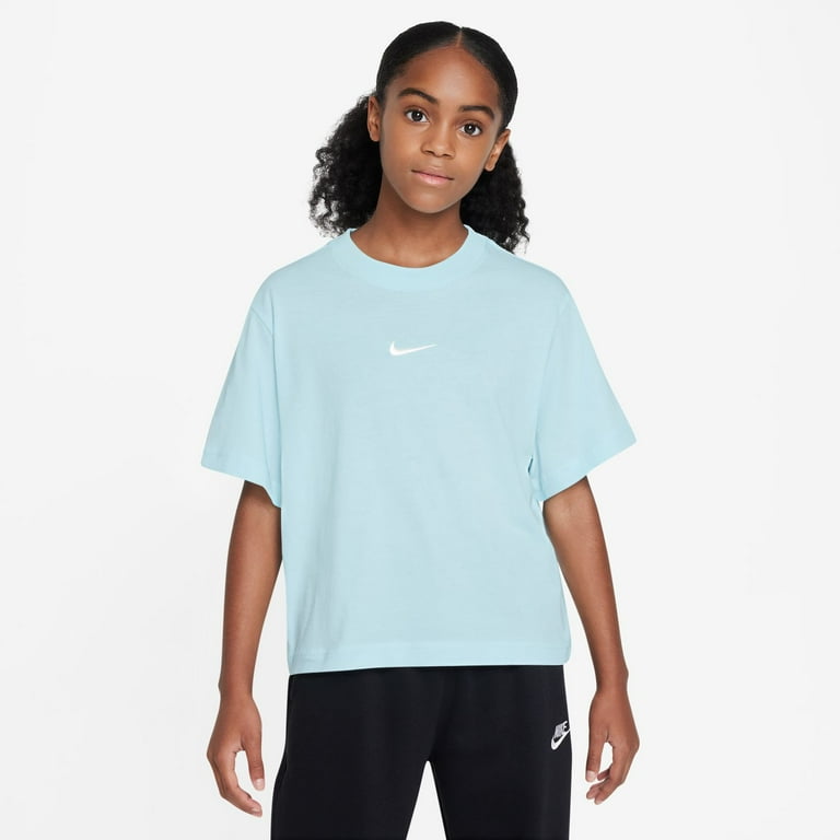 Nike Sportswear Big Kids Girls T Shirt Color Glacier Blue White Size S Walmart