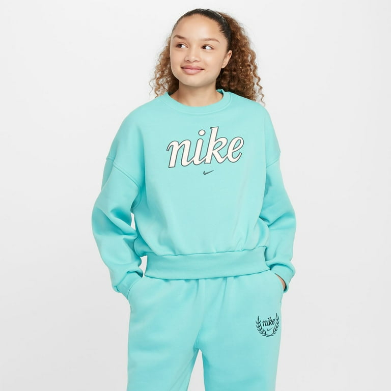 Girls 7 16 Nike Sportswear Club Fleece Crewneck Sweatshirt Color Green Size X LARGE Walmart
