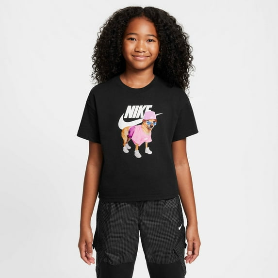 Girls 7-16 Nike Sportswear Dog Graphic Tee Color: Black Size: LARGE