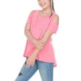 thumbnail image 1 of Girls 7-16 Slub Jersey Scoop Neck Cold Shoulder High-Low Short Sleeves Pink Flash XL, 1 of 1