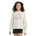 thumbnail image 1 of Girls 7-16 adidas Crewneck Long Sleeve T-Shirt in Regular & Plus Size Color: Oatmeal Size: MEDIUM, 1 of 4