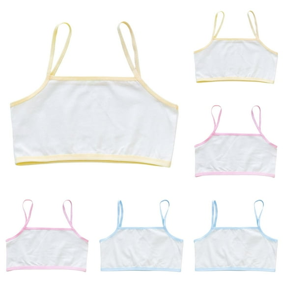 Girls' 8-12 Years Multi Pack Cotton Built -Up Stretch Sports Bra Available in 6 Packs