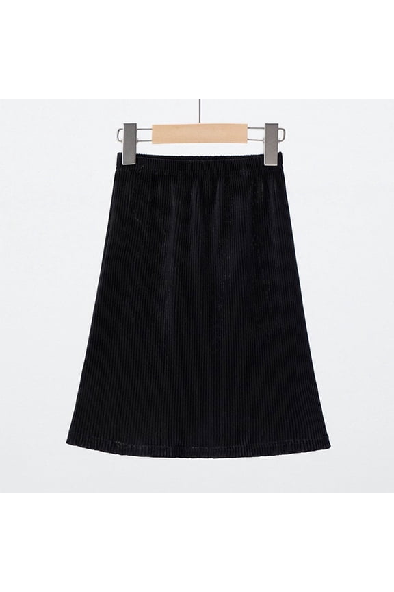 Girls A-Line Skirt with Pull On Elastic Waist Kids Midi Skirts Knee Length Pleated for Fall Spring
