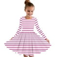 thumbnail image 1 of Girls A-Line Twirly Dress Casual Fashion Stripe Long Sleeve Round Neck Swings Dress 2024 Pinks 13 Years, 1 of 4
